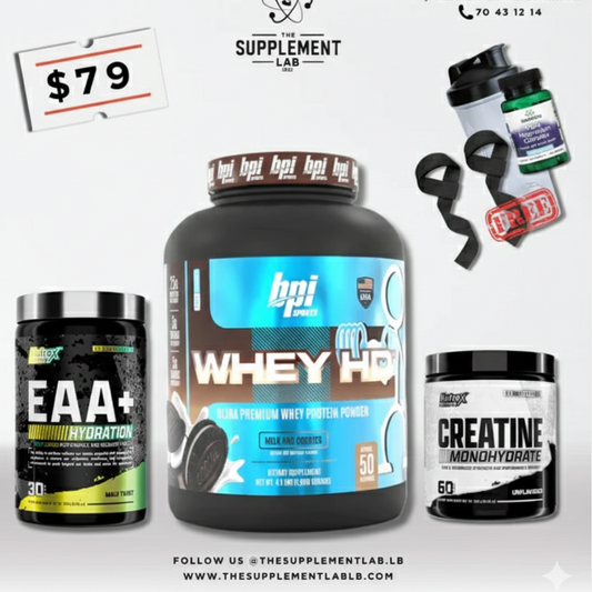 BPI Whey HD + EAA + Creatine + Free Magnesium, Shaker & Straps