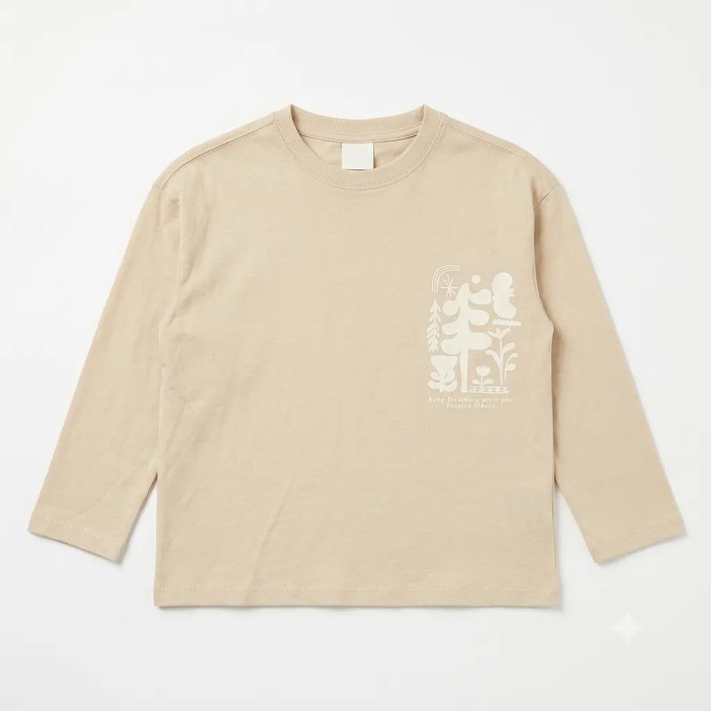 Zara Boy's Light Beige " Keep Dreaming ...." Printed  Long Sleeve  Blouse | Zara in Lebanon