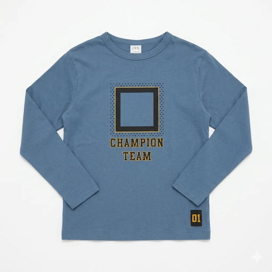 Zara Boy's Blue "Champion Team " Printed Long Sleeve  Blouse | Zara in Lebanon