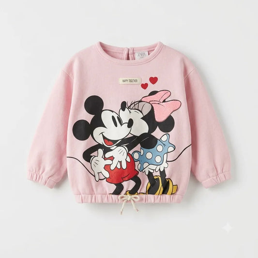 Zara Girl's Pink Mickey & Minnie Mouse Sweatshirt | Zara In Lebanon