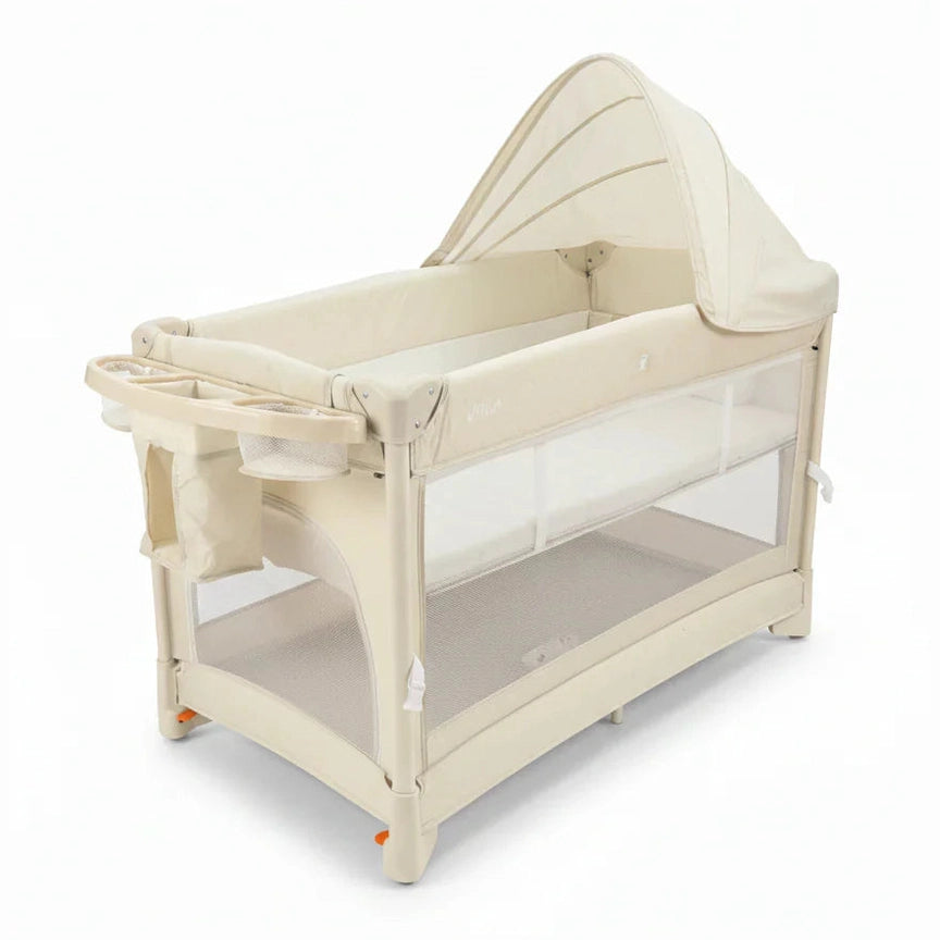 Miila - 3in1 Magic Fold Baby Playpen & Bassinet - Portable - One Hand Fold - Breathable Mesh - Beige