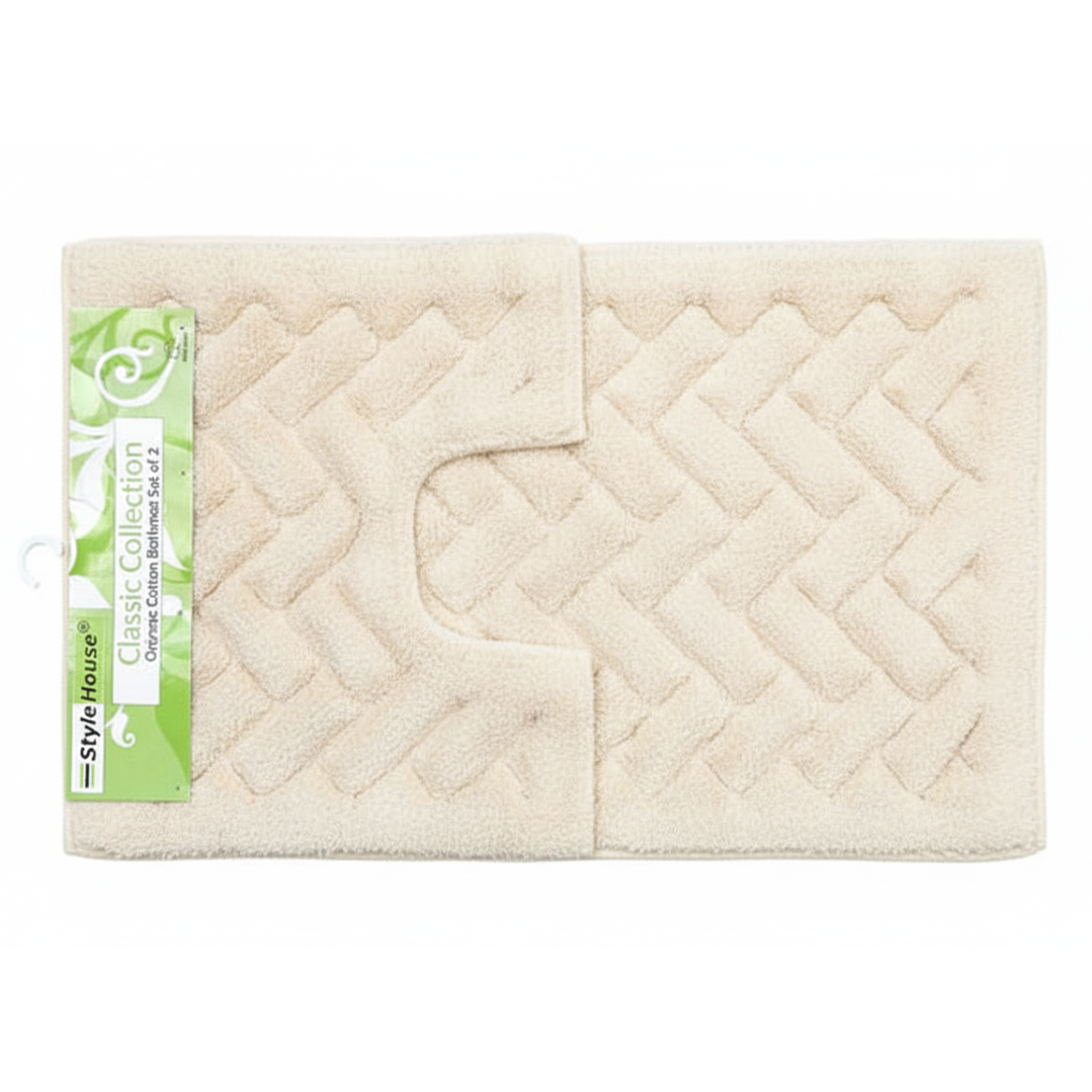Classic 100% Cotton Bathmat Set of 2: 75x50+40x50 cm