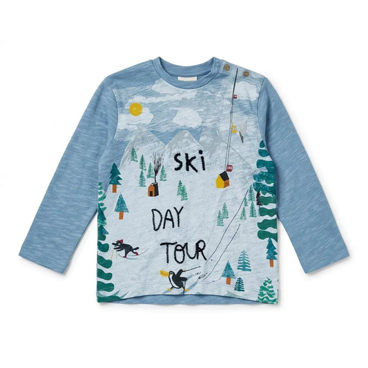Zara Boy's Blue "Ski Day Tour "Printed Long Sleeve  Blouse | Zara in Lebanon