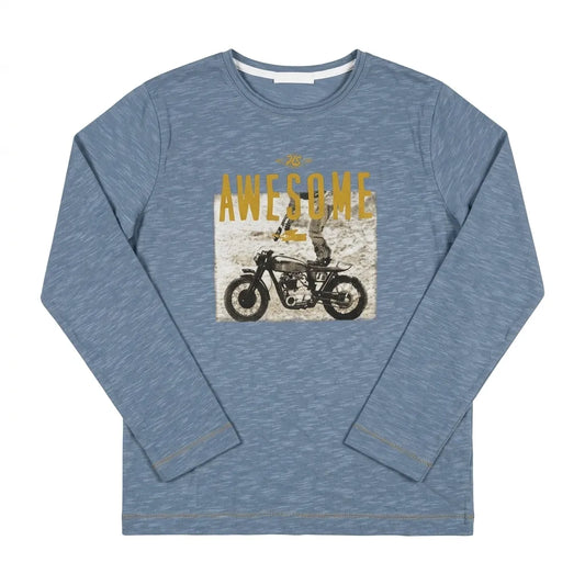 Fmoda Boy's Blue "Awesome "Graphic  Printed Long Sleeve  Blouse | Fmoda in Lebanon