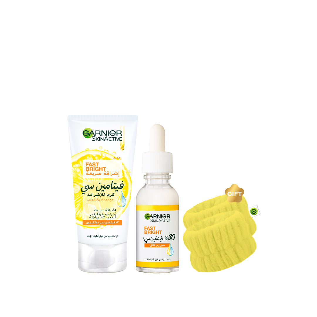 '-20% FREE Wrist Band Garnier Fast Fairness Day Cream 50ML + Vitamin C Booster Serum 30ml - Medaid International