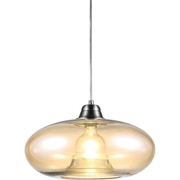 Nino Germany Amber-Toned Oval Glass Pendant Light