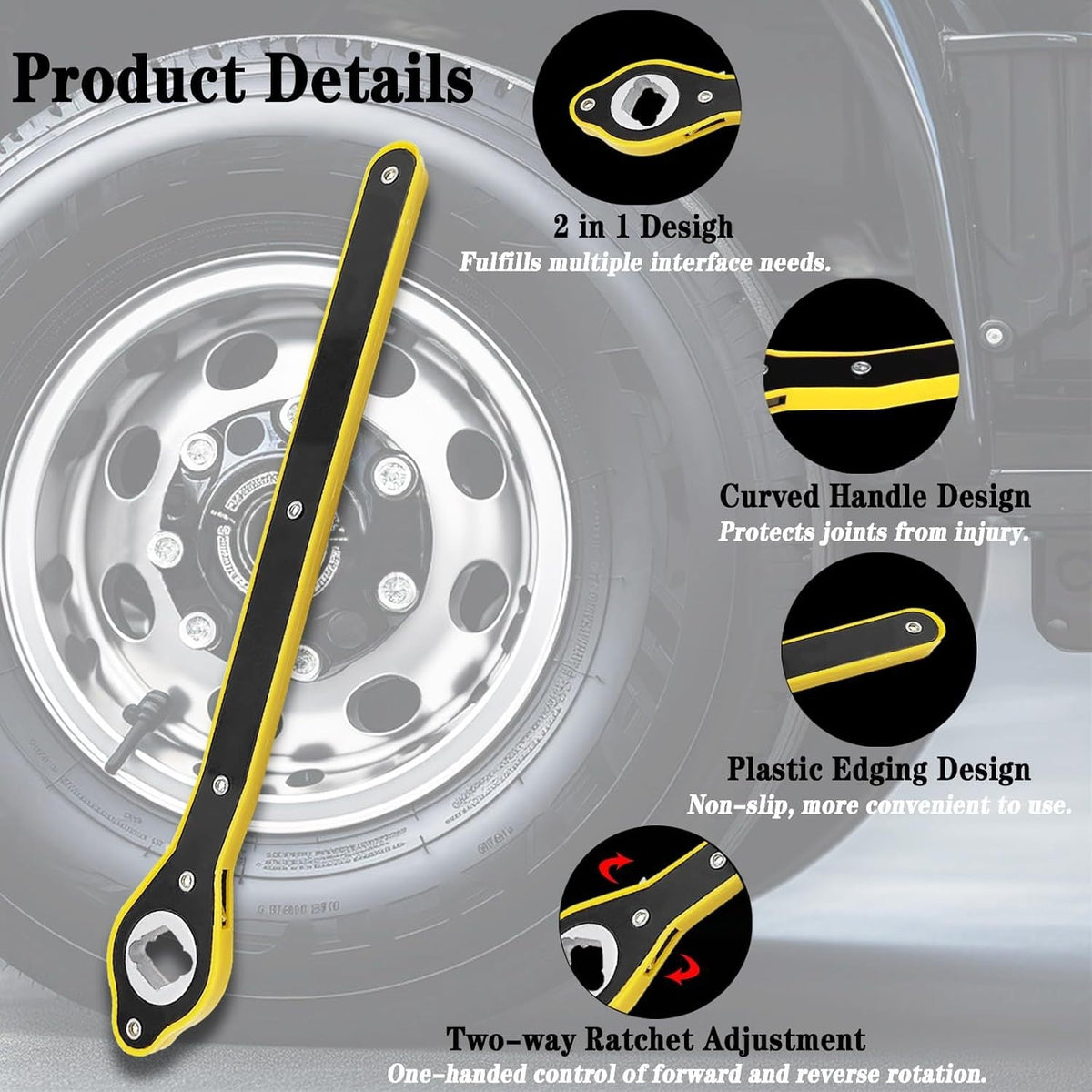 Auto 360° Steel Scissor Jack Ratchet Wrench