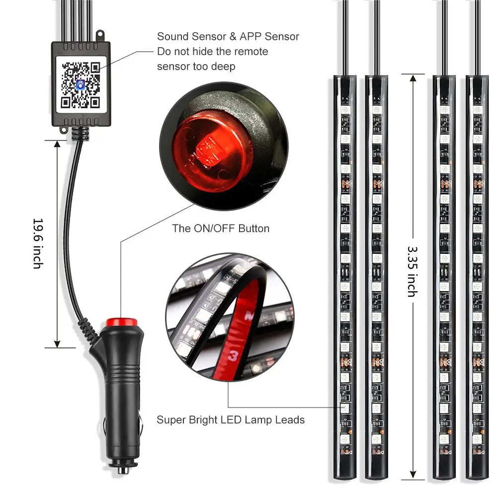 Xprite RGB LED Car Interior Bluetooth USB Light Strip - Medaid International