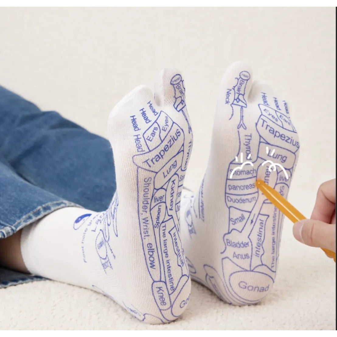 Reflexology Socks and Massage Stick Set
