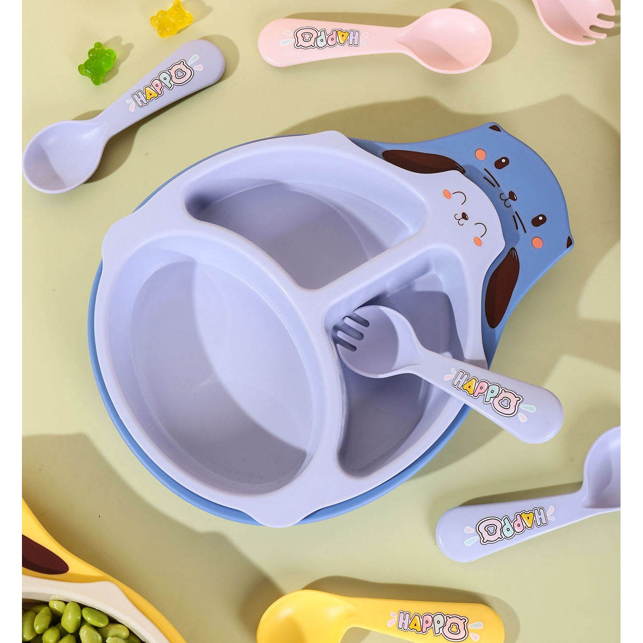5 Piece Kids Mealtime Tray Set