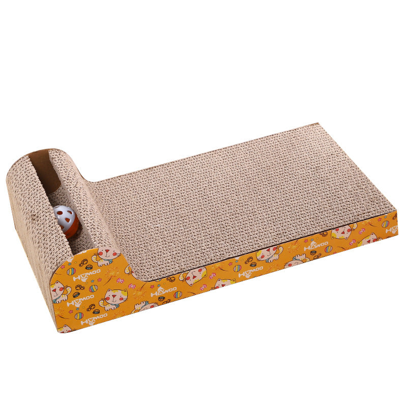 Cardboard Cat Scratcher with Integrated Toy Ball