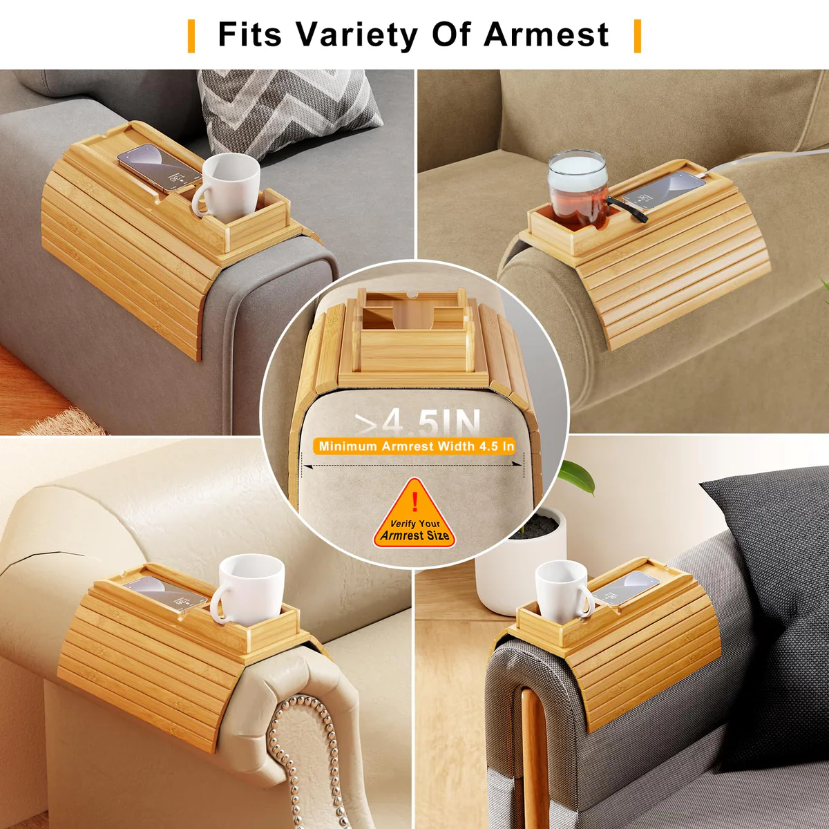 Bamboo Couch Arm Tray - Medaid International