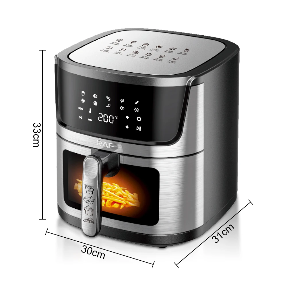 RAF Digital Air Fryer 9L ‚Äì 1950W Power, 360¬∞ Hot Air Circulation, Touchscreen | Oil-Free Healthy Cooking, Stainless Steel R5395 - Medaid International