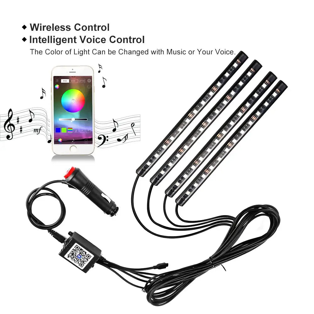 Xprite RGB LED Car Interior Bluetooth USB Light Strip - Medaid International