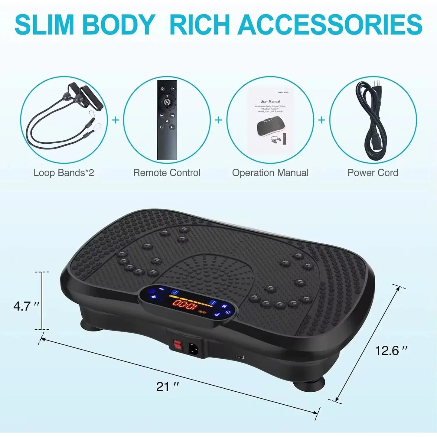 XH-Sports Home Exercise Fitness Machine Body Slimming Vertical Vibration Plate with Resistant Bands