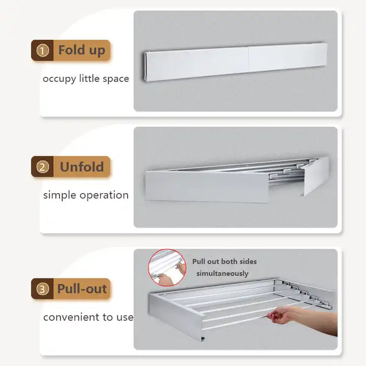 INVISIBLE WALL MOUNTED DRYING RACK 80/100 CM