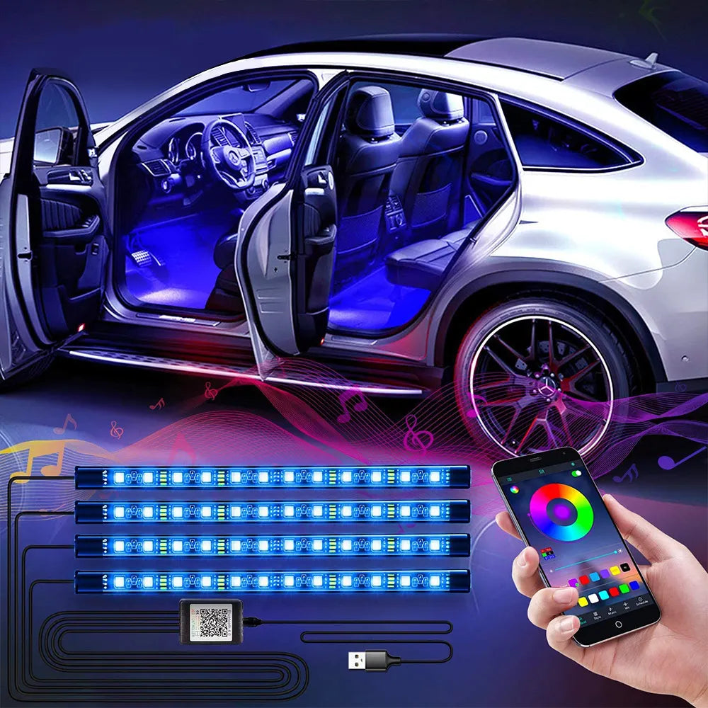Xprite RGB LED Car Interior Bluetooth USB Light Strip - Medaid International