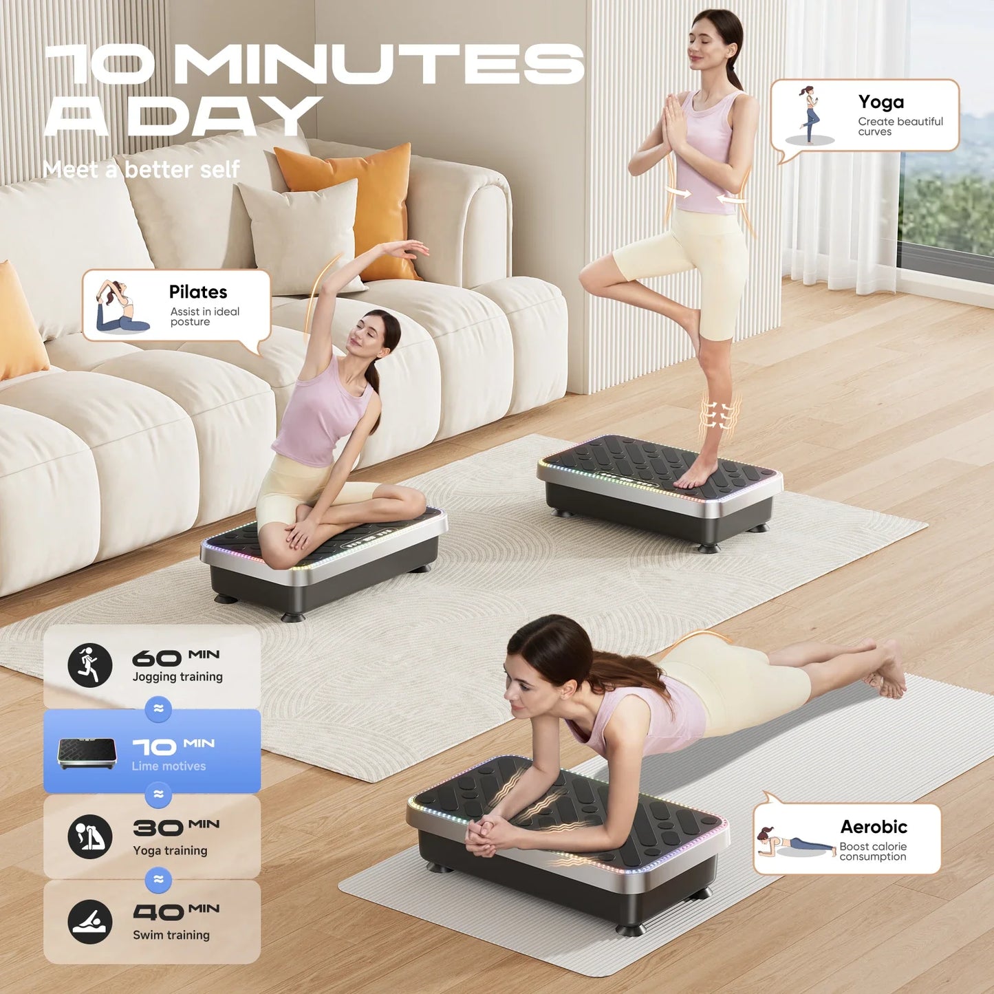 Electric Home Use Full-Body Exercise Vibrating Platform Iron Construction Vertical Direction Adjustable Speed (1-99 Levels) Safe