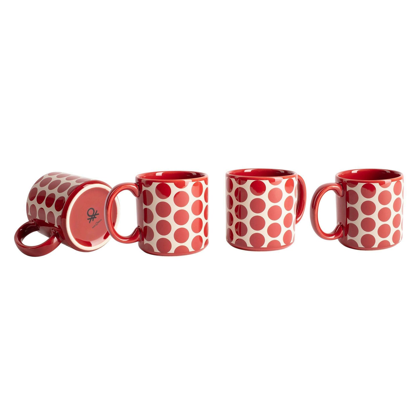 Set of 4 Mugs -  Stoneware Red Dots - Medaid International