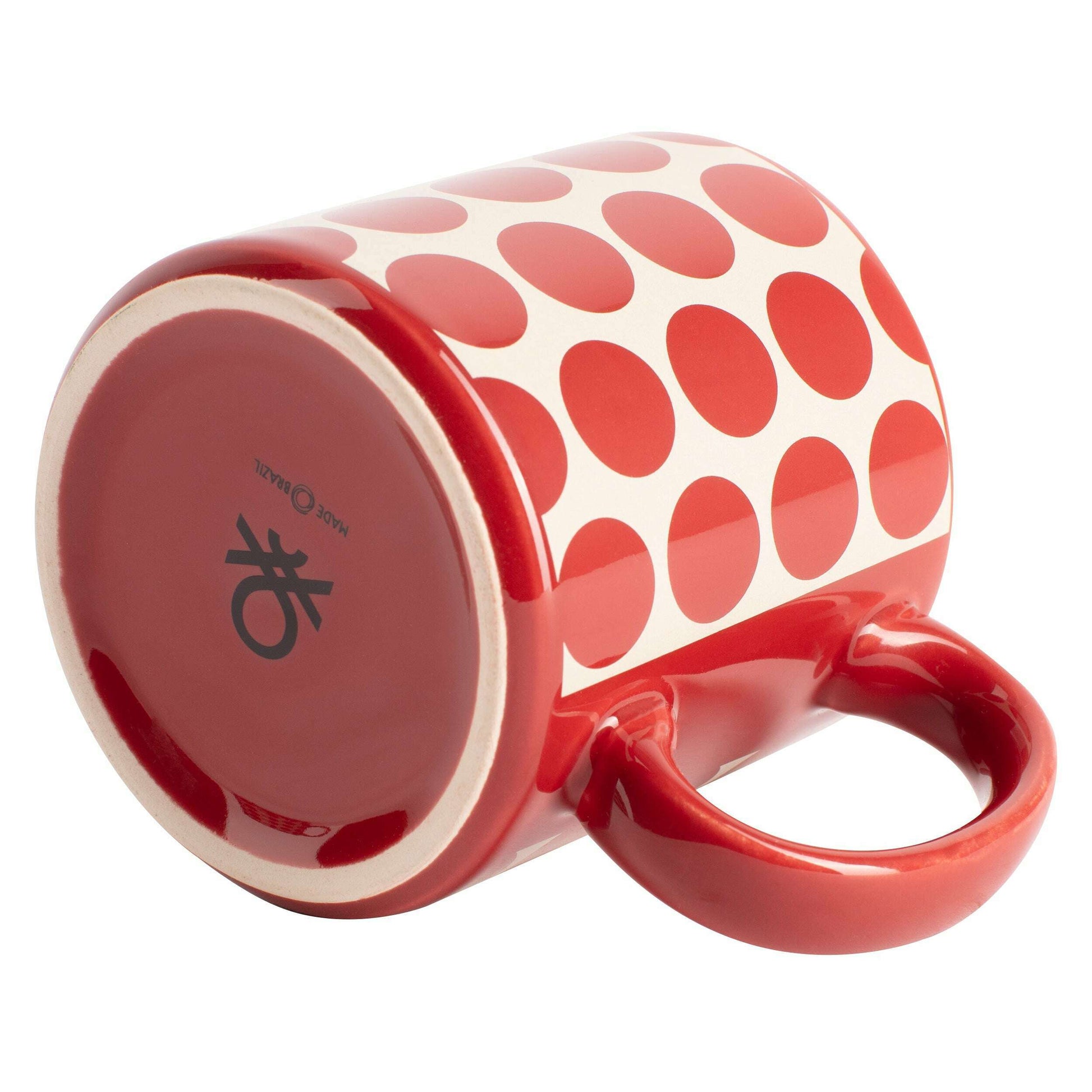 Set of 4 Mugs -  Stoneware Red Dots - Medaid International