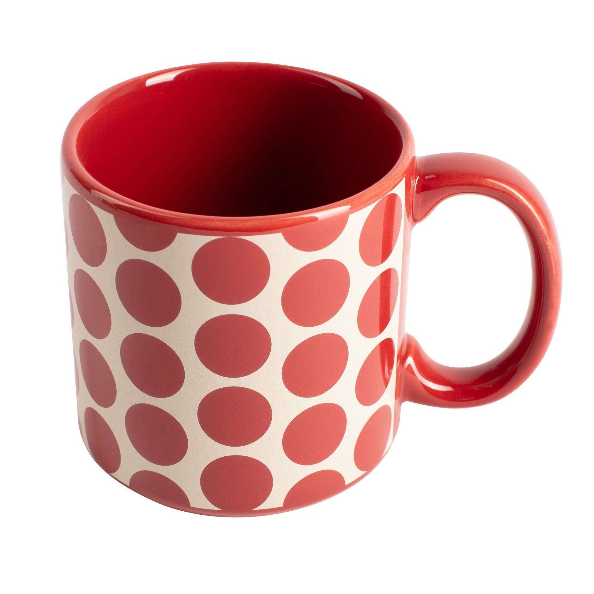 Set of 4 Mugs -  Stoneware Red Dots - Medaid International