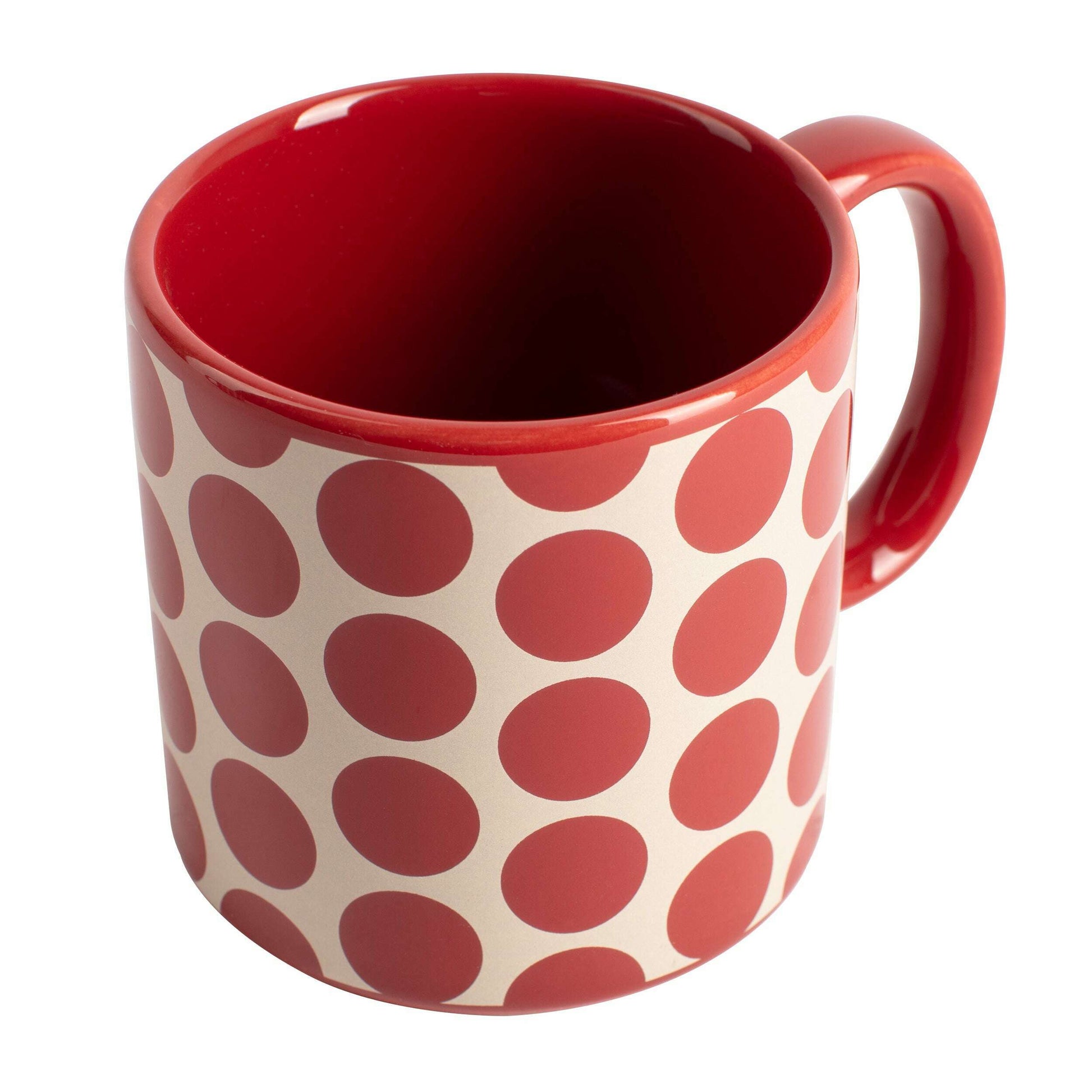 Set of 4 Mugs -  Stoneware Red Dots - Medaid International
