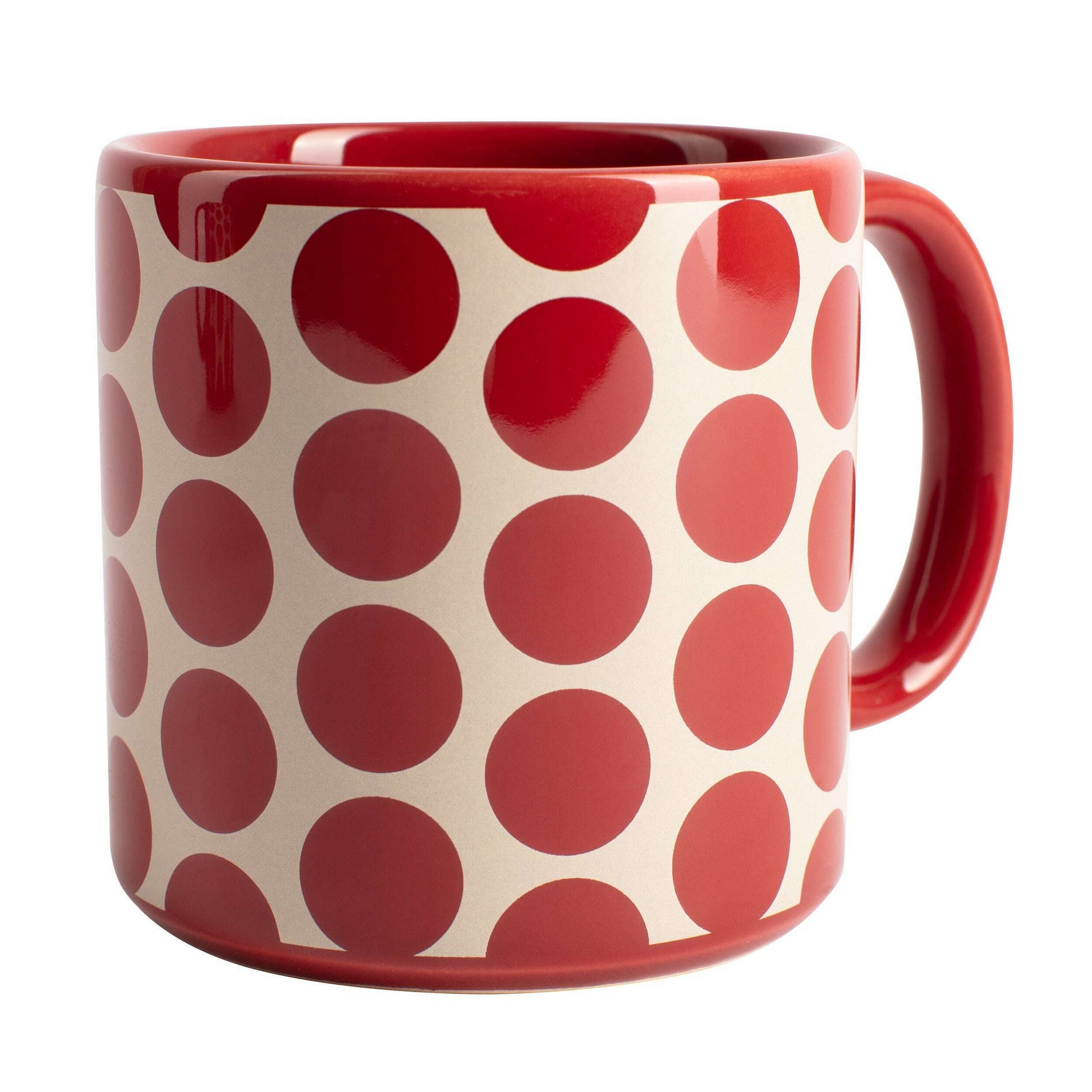 Set of 4 Mugs -  Stoneware Red Dots - Medaid International