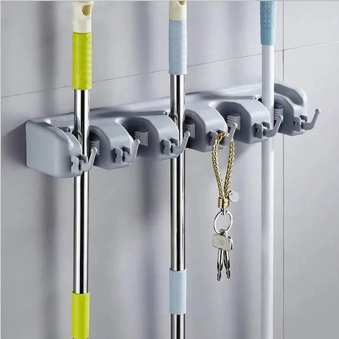 Wall Mount Mop Holder  with Hooks Heavy Duty