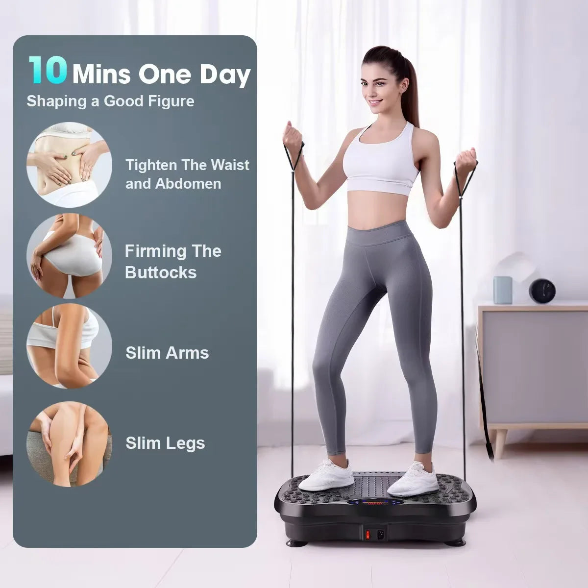 Vibration Fitness Trainer with Bluetooth Speaker Home Use Plate Exercise Machine Body Toning Electromagnetic Exercise Equipment