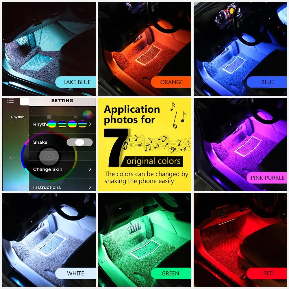 Xprite RGB LED Car Interior Bluetooth USB Light Strip - Medaid International