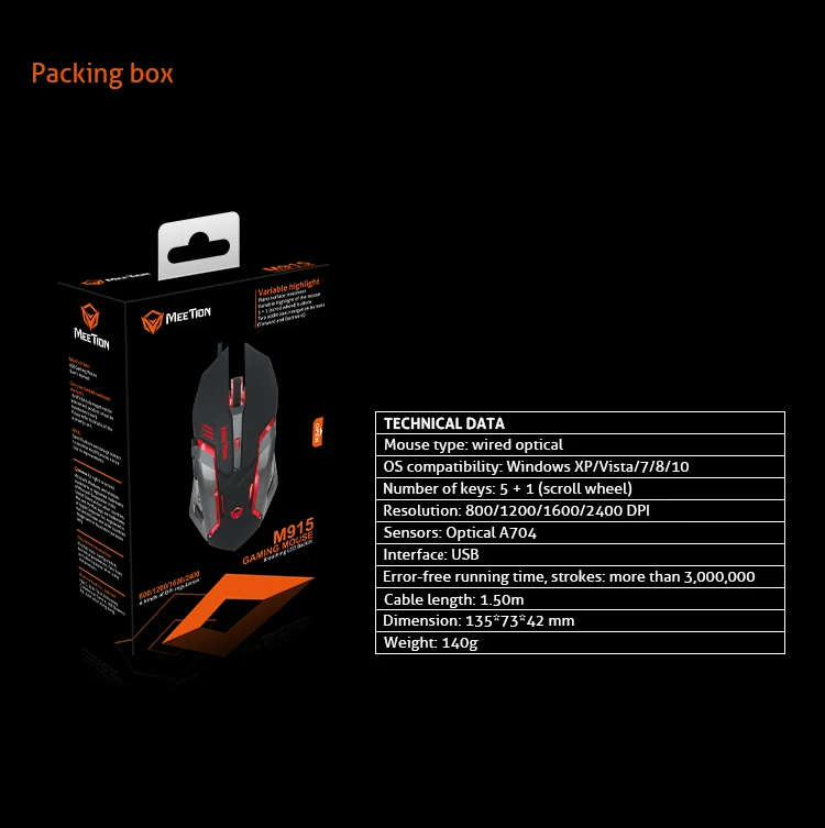 Meetion M915 Breathing LED Backlit Gaming Mouse - Medaid International