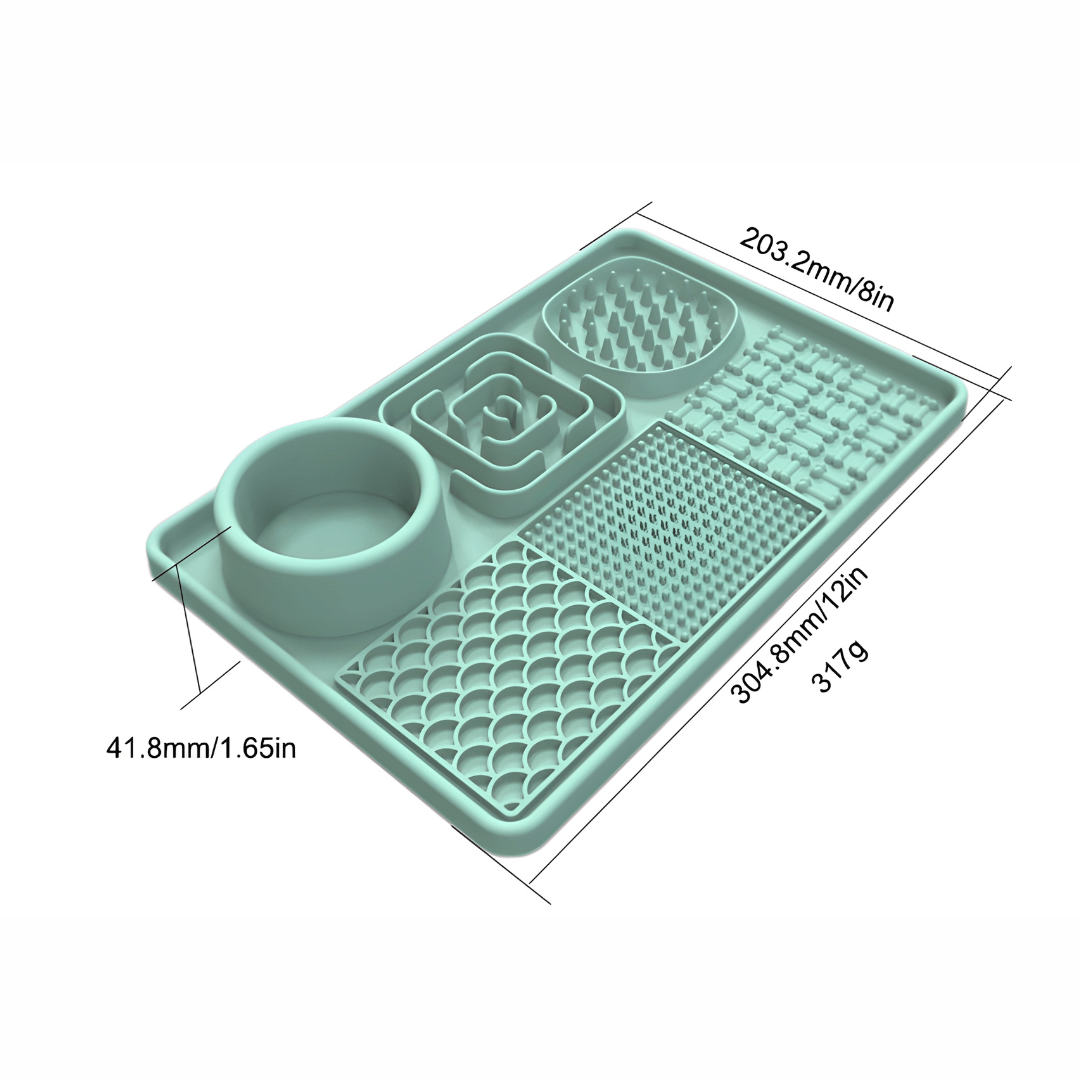 6-in-1 Silicone Slow Feeder & Lick Mat with Bowl for Dogs & Cats