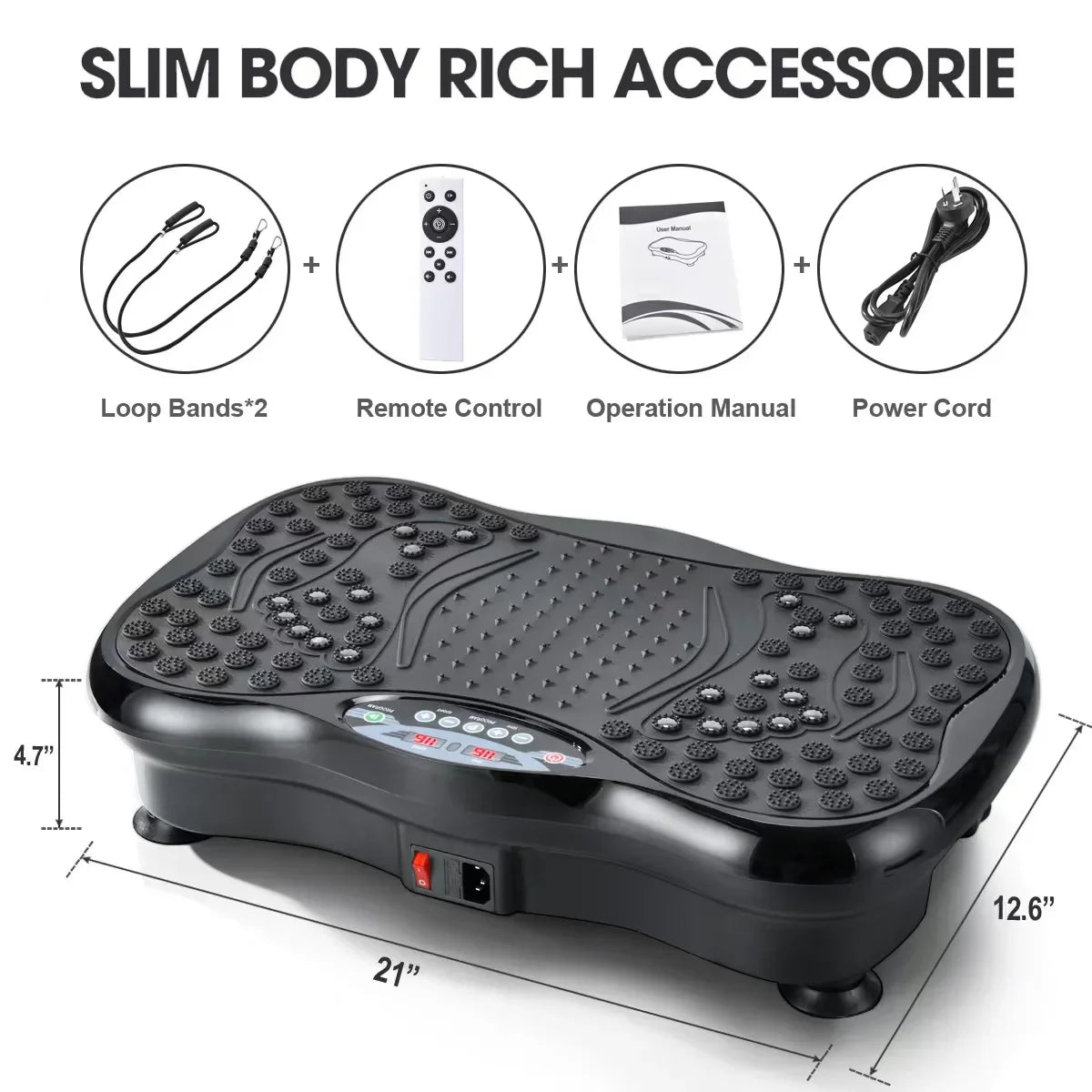 Vibration Fitness Trainer with Bluetooth Speaker Home Use Plate Exercise Machine Body Toning Electromagnetic Exercise Equipment