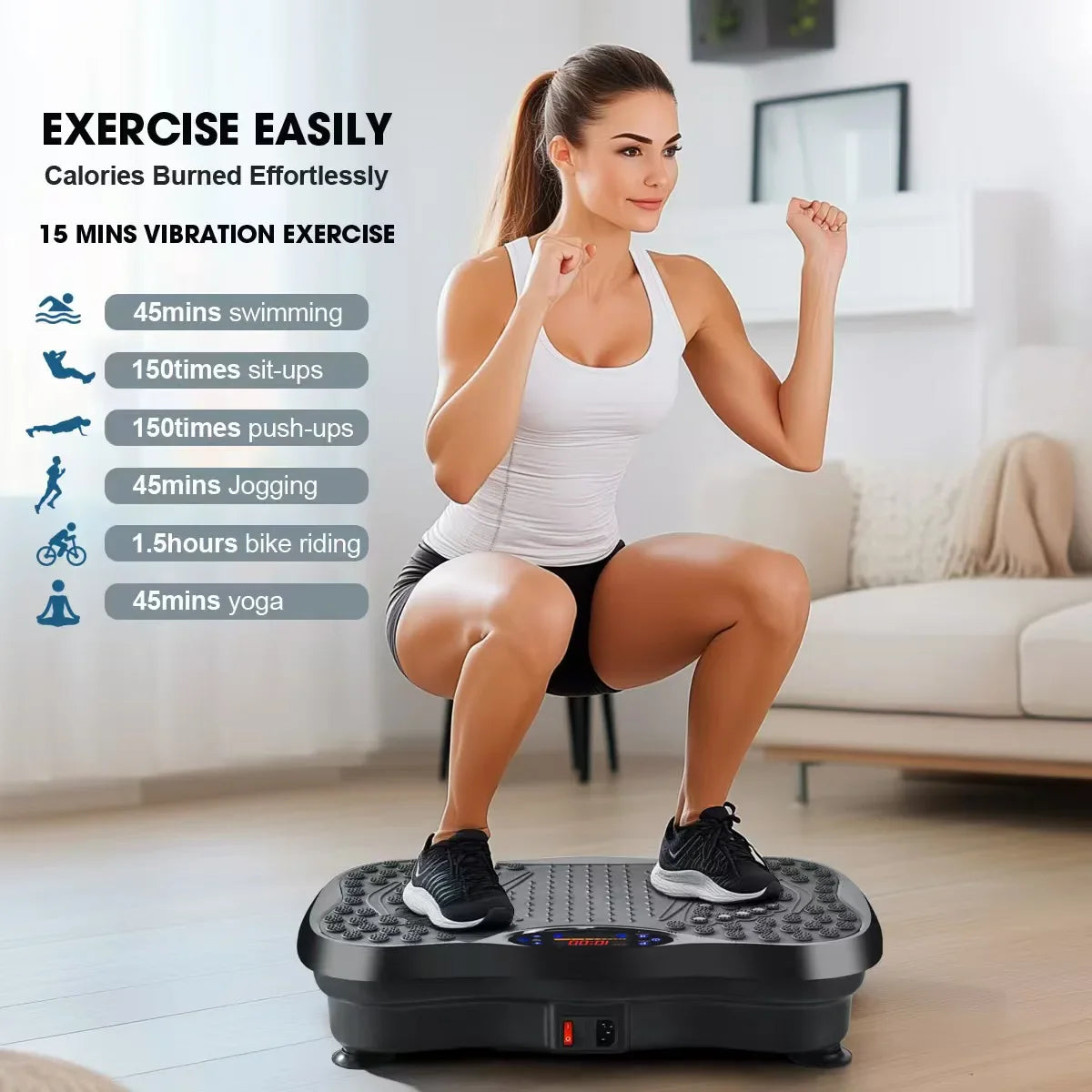 Vibration Fitness Trainer with Bluetooth Speaker Home Use Plate Exercise Machine Body Toning Electromagnetic Exercise Equipment