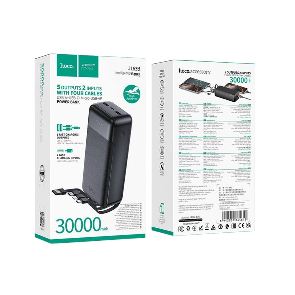Hoco 30000mAh Power Bank with Cable J163B