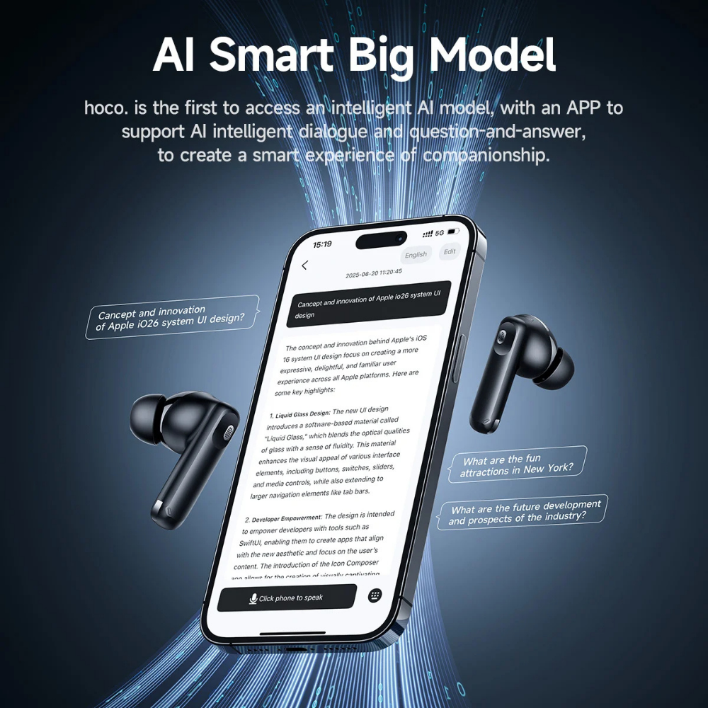 Hoco AI Translation Earbuds ANC + ENC Noise Reduction