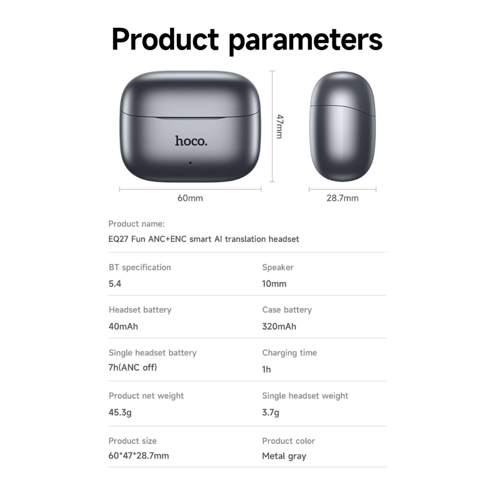 Hoco AI Translation Earbuds ANC + ENC Noise Reduction
