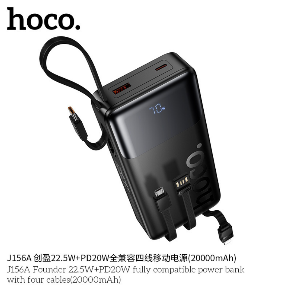 Hoco PD20W 20000mAh Power Bank With Cables J156A