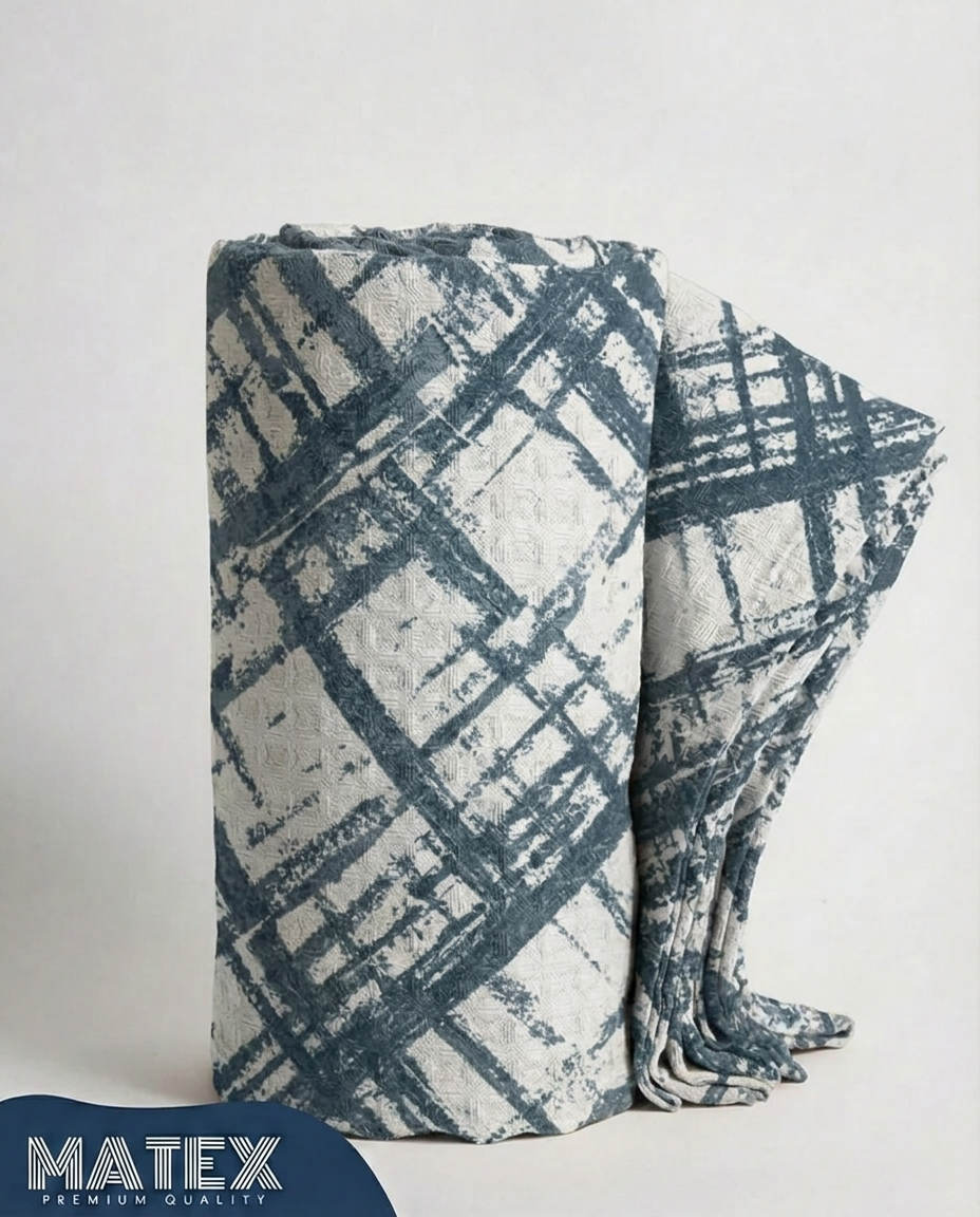 Slate Grid Waffle Cotton Piqué Blanket