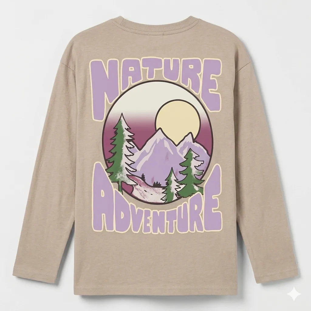 Zara Boy's Sand Natural Adventure Graphic Print Long Sleeve Blouse | Zara In Lebanon