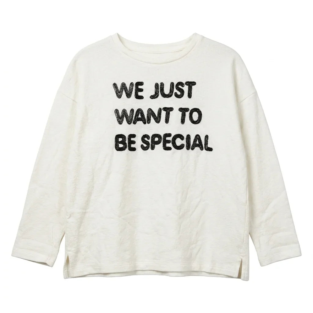 Zara Girl's White "We Just Want To Be Special" Embroidery Long Sleeve Blouse | Zara In Lebanon