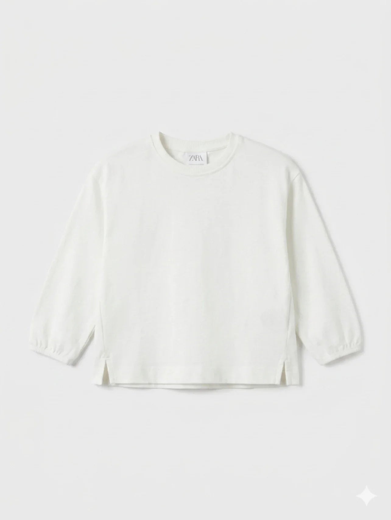 Zara Girl's White Plain Crew Neck Long Sleeve Blouse | Zara In Lebanon