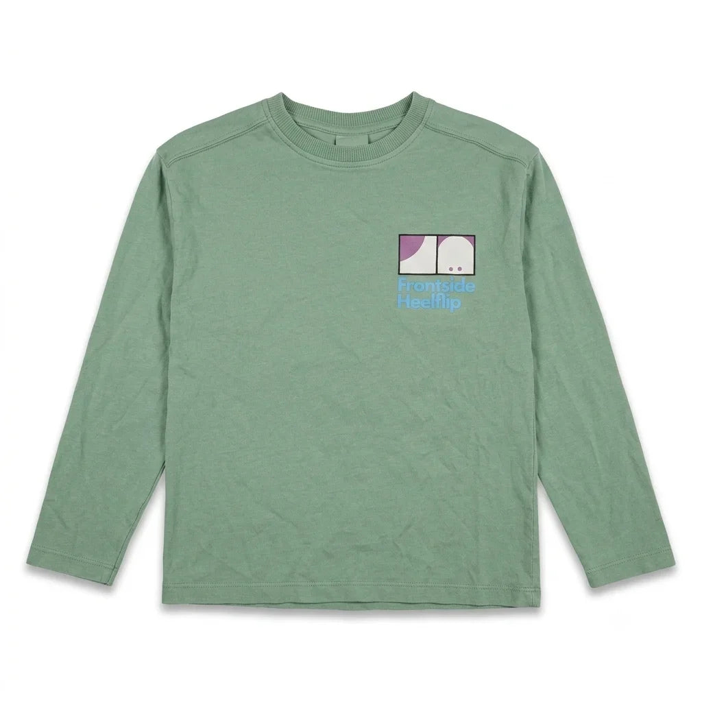 Zara Boy's Mint Green "Frontside Heelflip" Graphic Print Long Sleeve Blouse | Zara In Lebanon