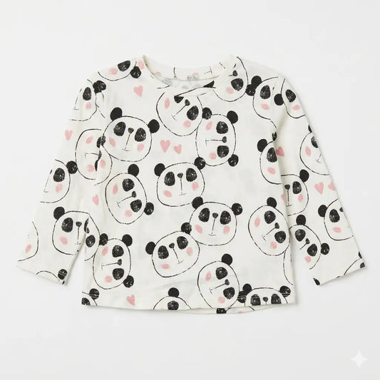 Zara Girl's White All-Over Panda Print Long Sleeve Blouse | Zara In Lebanon