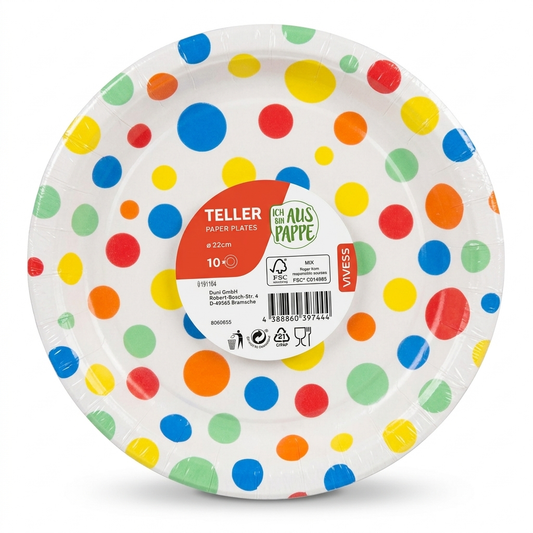 Vivess Colorful Polka Dot Teller Paper Plates 23cm | Vivess In Lebanon