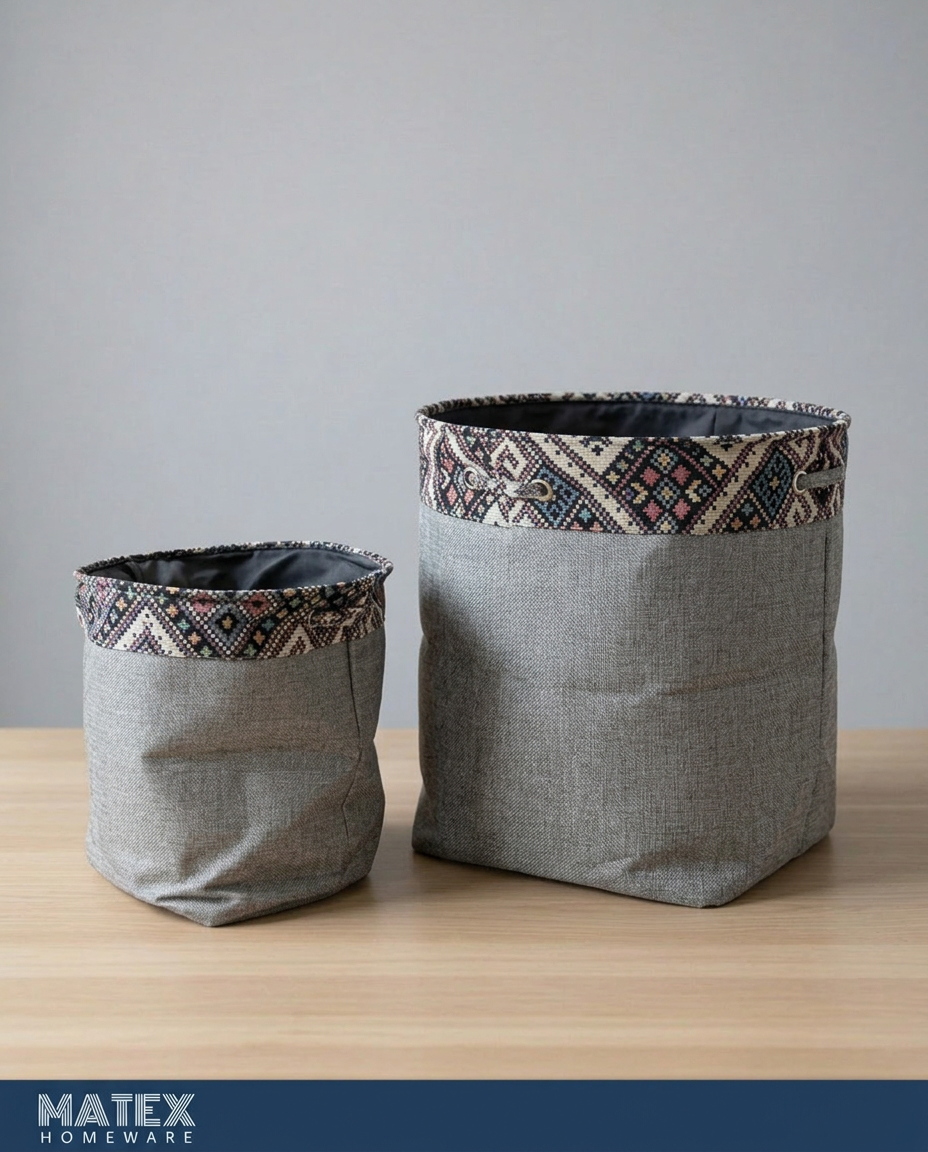MATEX Grey Nomad Linen Basket