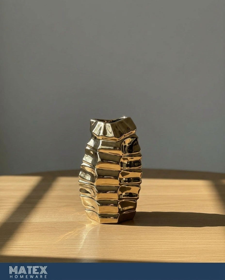 Golden Wave Ceramic Vase - M