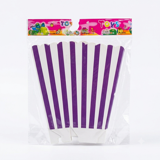 SD White/Purple Cartoon Popcorn Boxes, 6pcs | SD In Lebanon