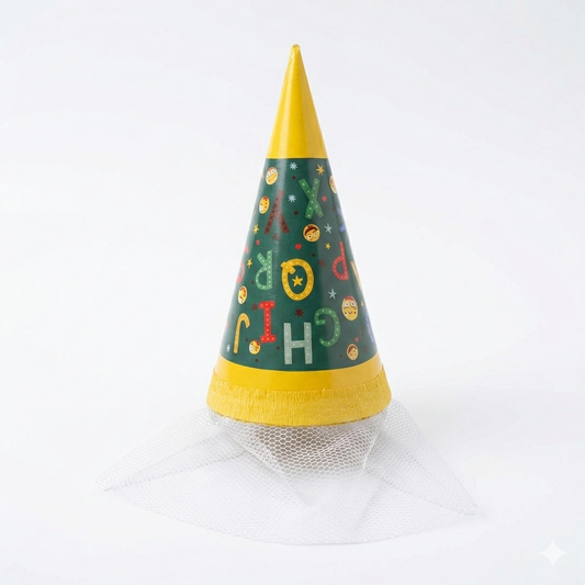SD Green/Yellow Letters School Cone, Round, 15 cm | SD In Lebanon