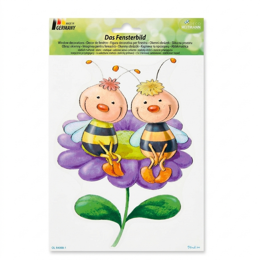 Heitmann Two Cartoon Bees Setting On A Purple Flower Window Sticker | Heitmann In Lebanon